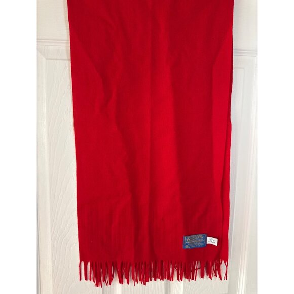 Vintage Pendleton Red Scarf with Fringe Made in USA - Picture 2 of 9